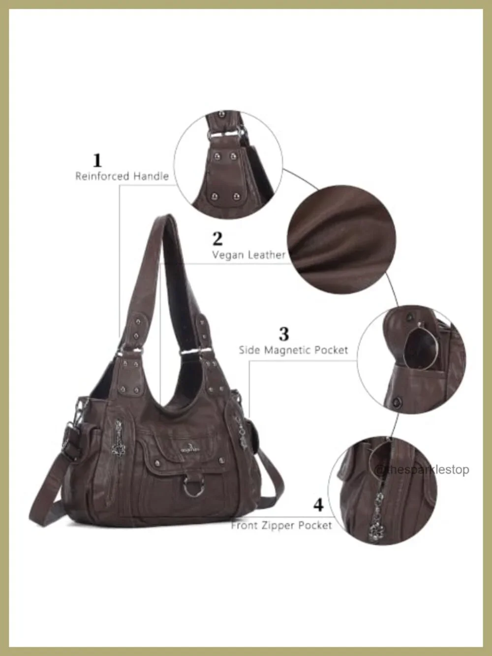 Vegan Leather Hobo Handbag Purse with Adjustable Strap, Large Capacity Satchel